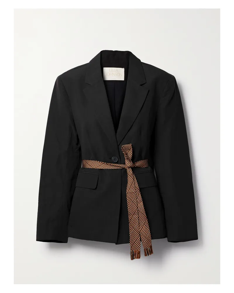 Ulla Johnson Ellery Blazer Aus Einer Mischung Aus Baumwolle, Leinen Und Seide Mit Bindegürtel - Schwarz Schwarz