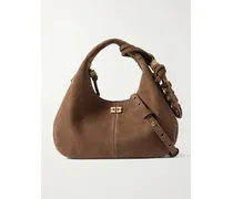 Recycled-suede Shoulder Bag - Brown