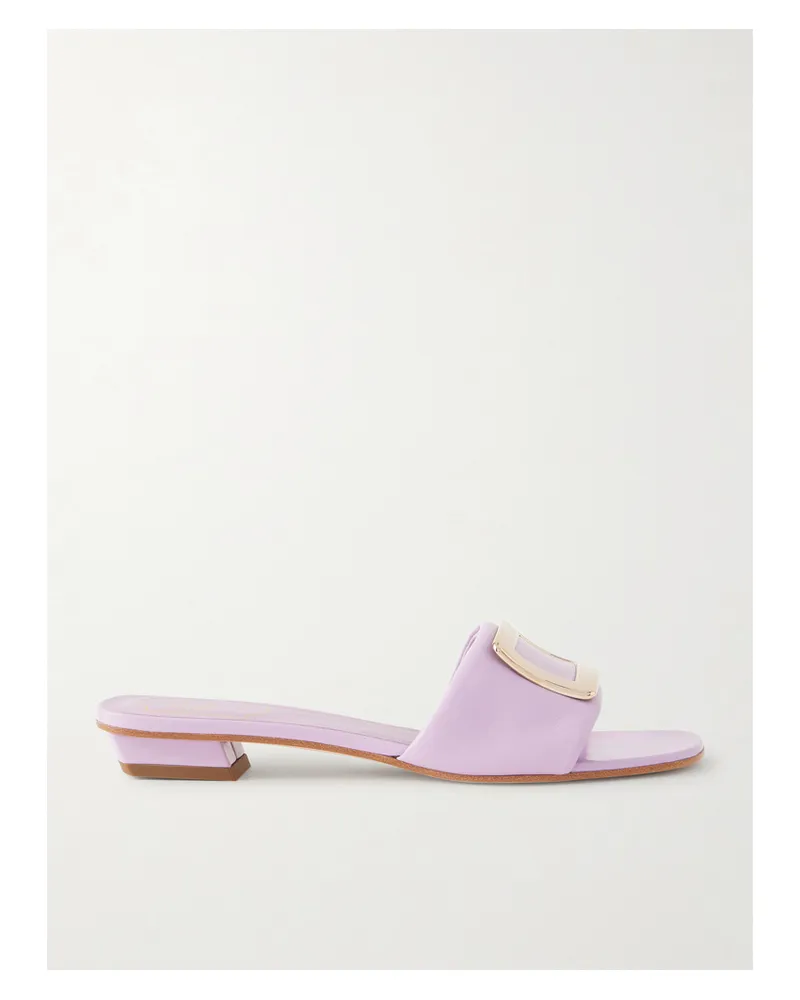 Roger Vivier 20 Buckled Padded-leather Mules - Purple Purple