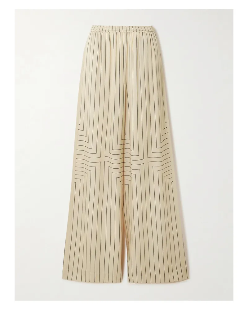 Joseph Hulin Hose Mit Weitem Bein Aus Satin Aus Einer Seidenmischung Mit Nadelstreifen - Neutral Neutral