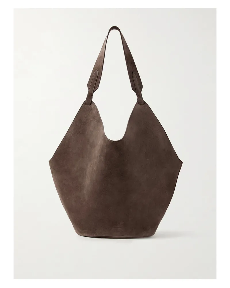 KHAITE Lotus Medium Suede Tote - Brown Brown