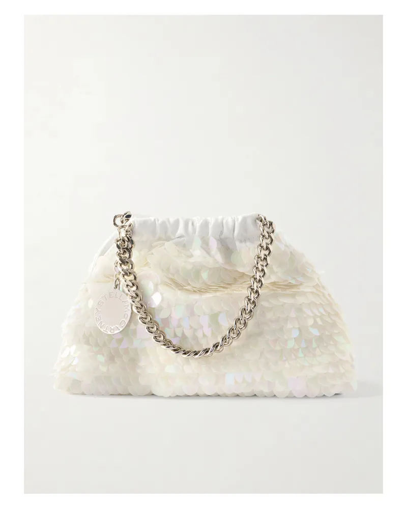 Stella McCartney Falabella Mini Sequined Satin Shoulder Bag - White White