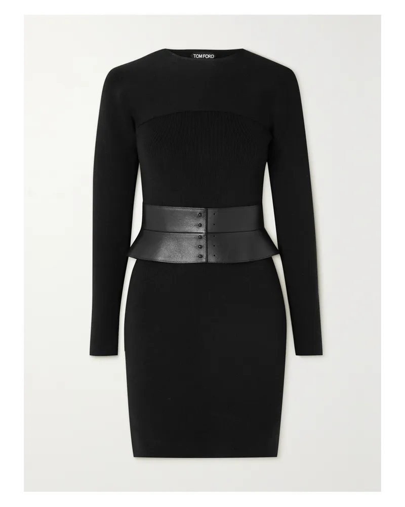 Tom Ford Minikleid Aus Einer Gerippten Wollmischung - Schwarz Schwarz