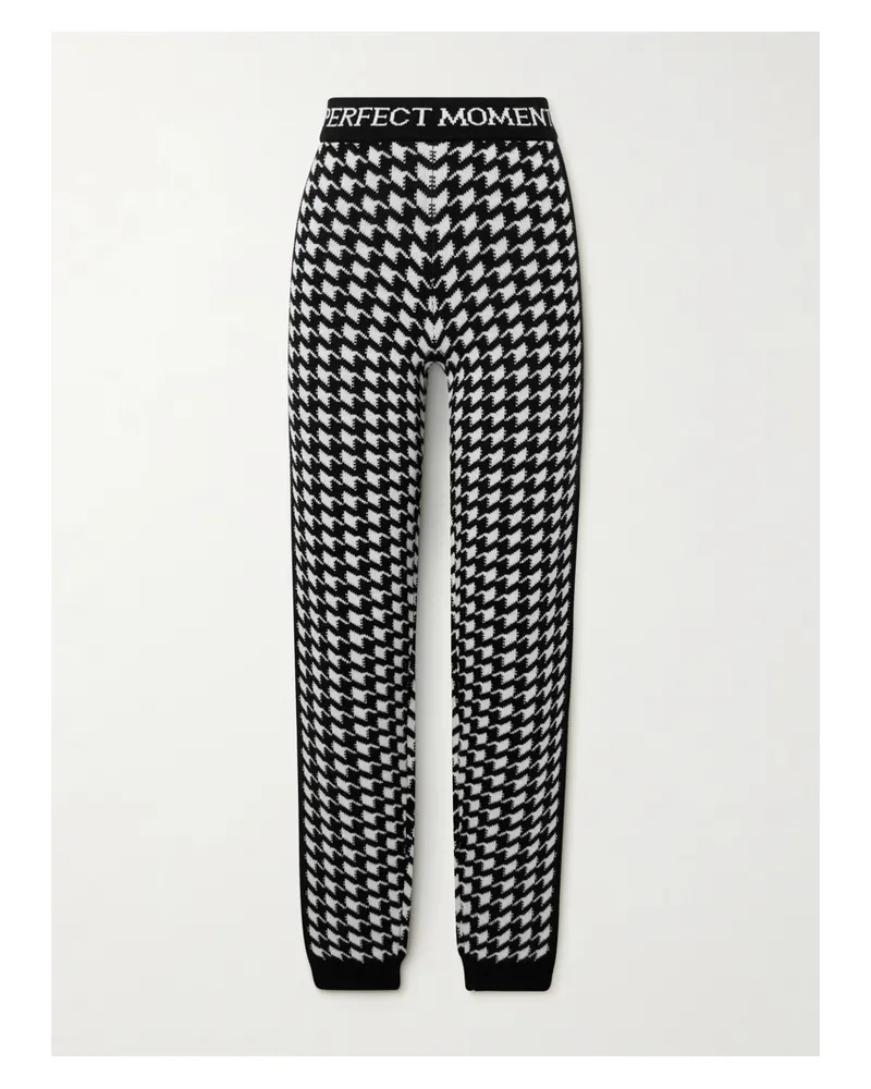 Perfect Moment Leggings Aus Merinowolle Mit Hahnentrittmuster - Schwarz Schwarz