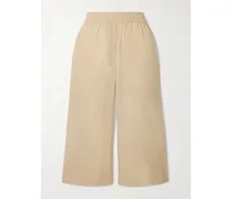Paula's Ibiza Hose Mit Weitem Bein Aus Einer Baumwollmischung In Knitteroptik Mit Applikation - Neutral