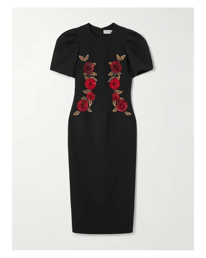 Rebecca Vallance Rosetta Midikleid Aus Cady Mit Verzierungen - Schwarz Schwarz
