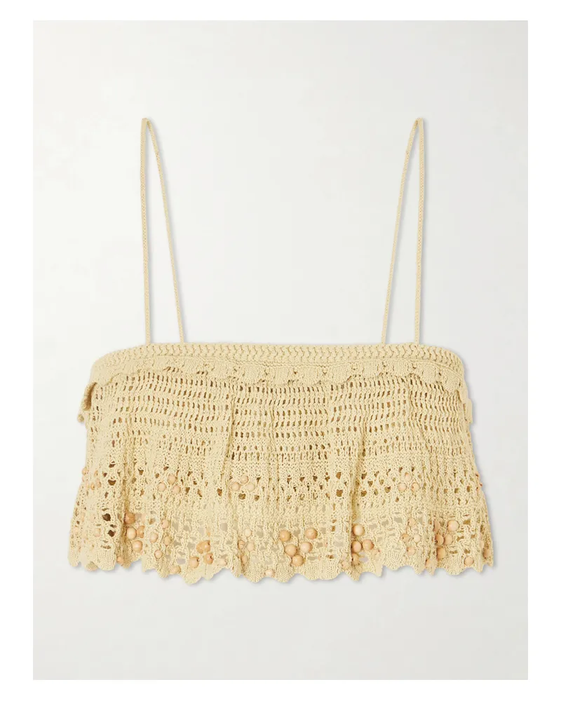 Isabel Marant Crocheted Embellished Cotton-blend Tank - Neutrals Neutrals