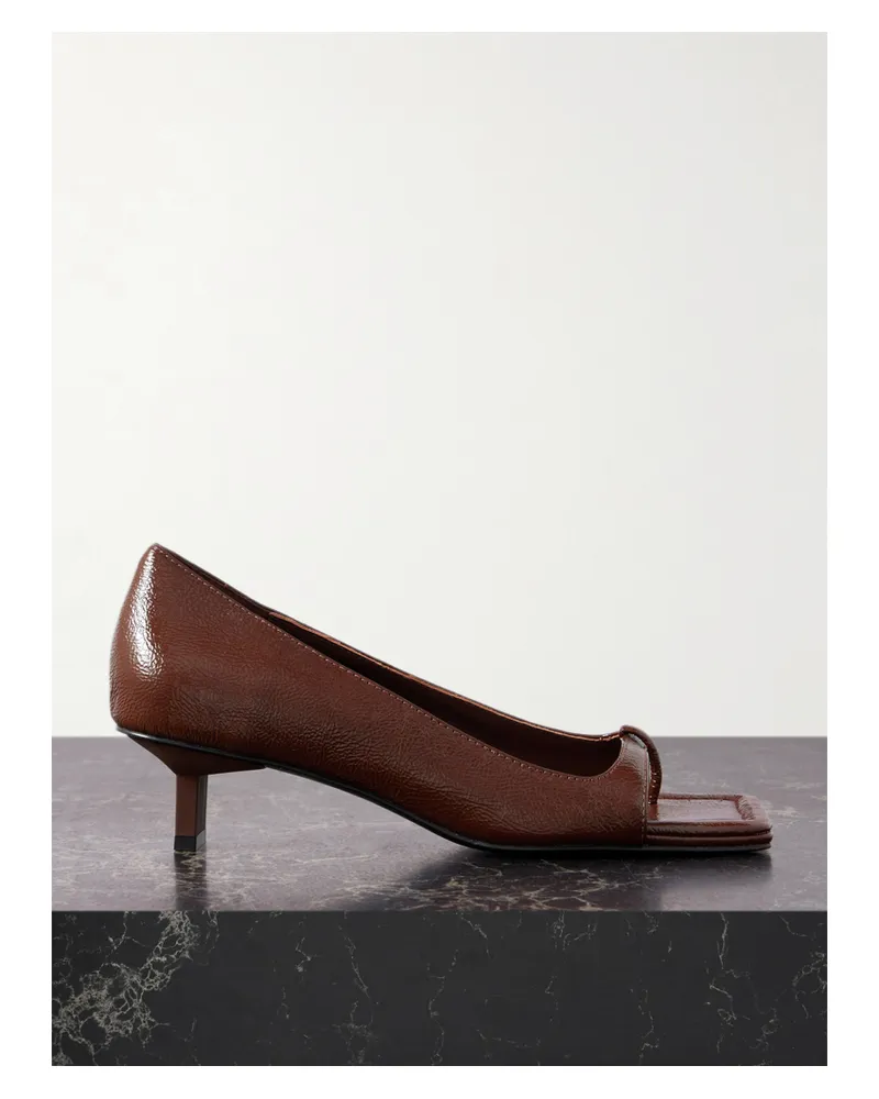 St. Agni 90s Pumps Aus Lackleder In Knitteroptik - Burgunder Burgunder