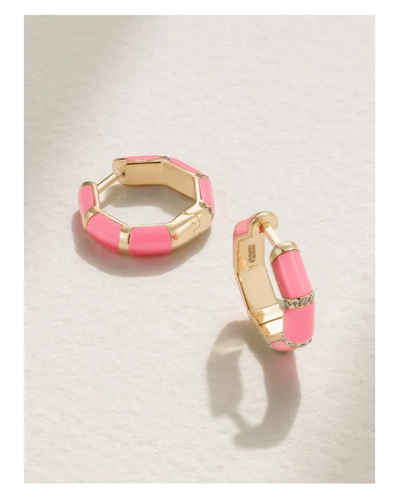 L’Atelier Nawbar Bamboo Creolen Aus 18 Karat Gold Mit Emaille Und Diamanten Gold