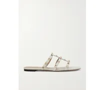 The Rockstud Leather Sandals - Ivory