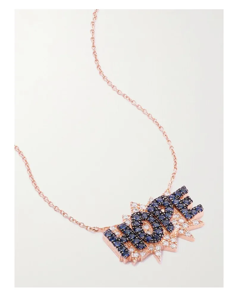 Diane Kordas Hope Kette Aus 18 Karat Roségold Mit Saphiren Und Diamanten Gold