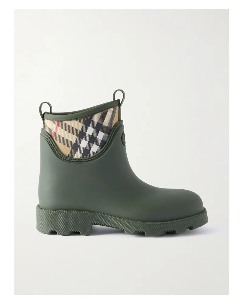 Burberry Ankle Boots Aus Gummi Und Nylon Mit Karomuster - Grün Grün