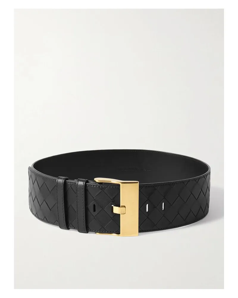 Bottega Veneta Gürtel Aus Intrecciato-leder - Schwarz Schwarz