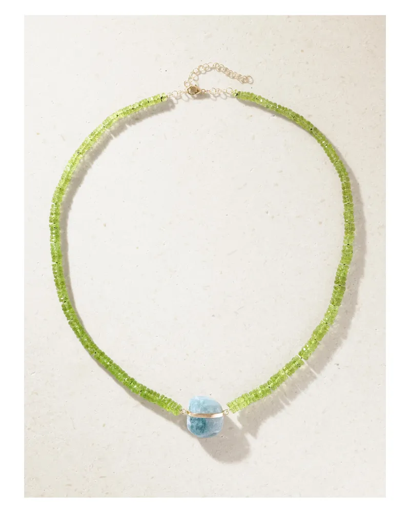 JIA JIA Aurora 14-karat Gold Peridot, Aquamarine Necklace - Green Green
