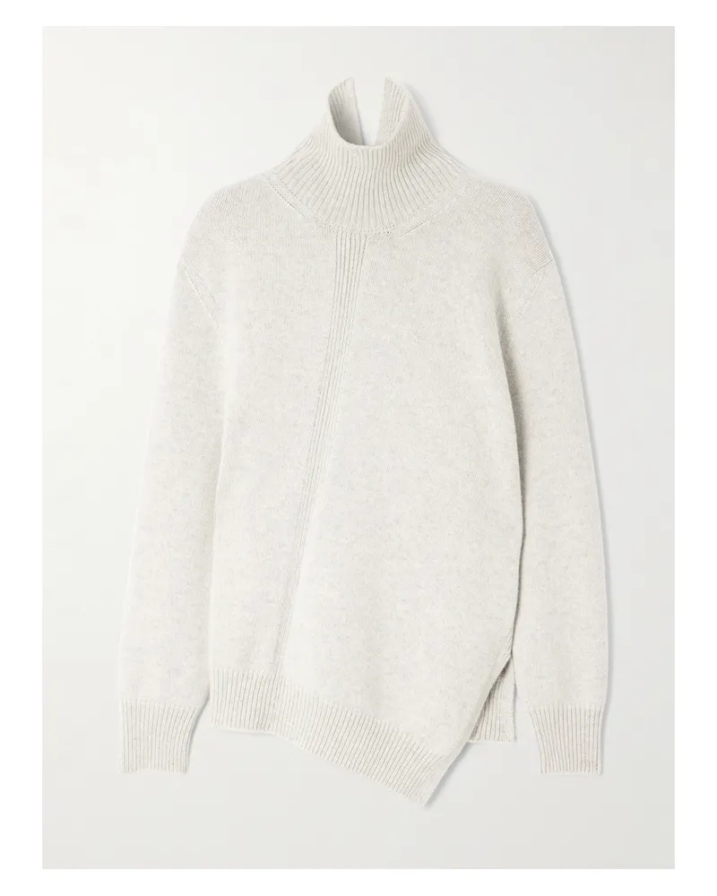 Jil Sander Asymmetric Alpaca And Wool-blend Turtleneck Sweater - Gray Gray