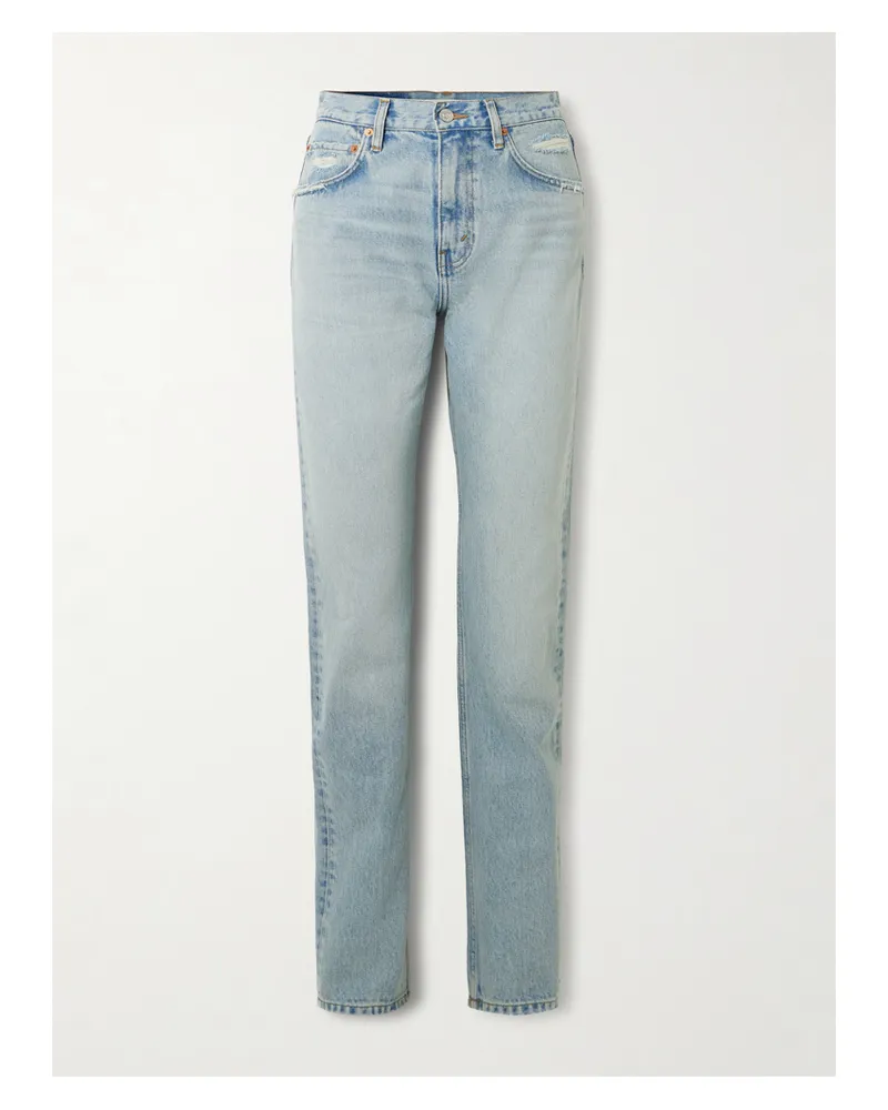 RE/DONE The Blondie Hoch Sitzende Jeans Mit Geradem Bein Aus Bio-denim In Distressed-optik - Blau Blau
