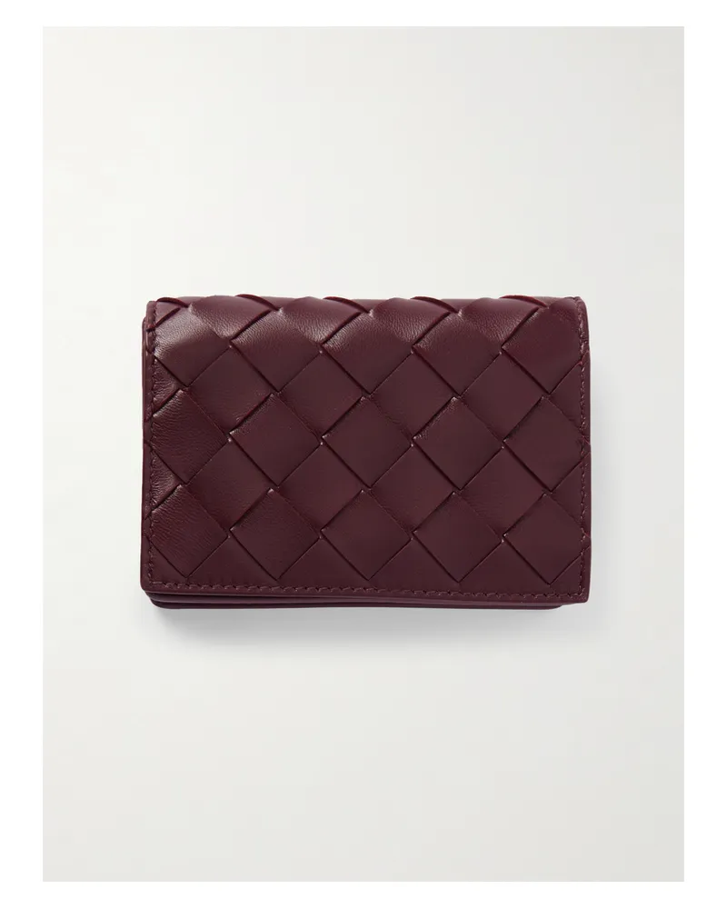 Bottega Veneta Intrecciato Leather Cardholder - Burgundy Burgundy