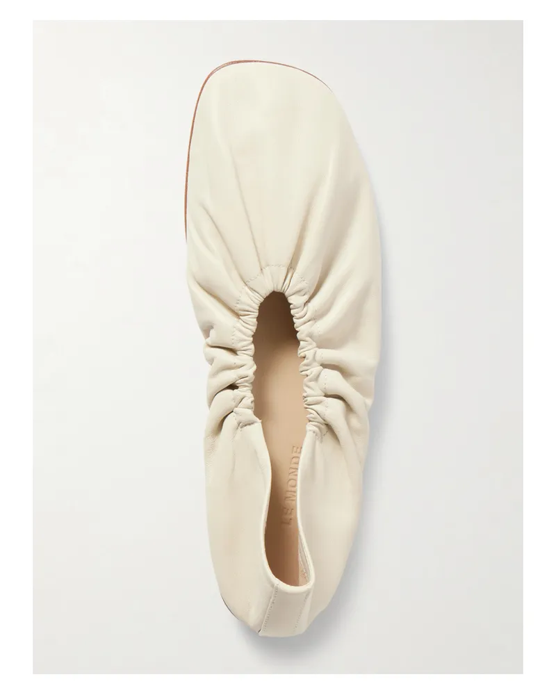 Le Monde Béryl Mica Ballerinas Aus Leder Mit Raffung - Ecru Ecru