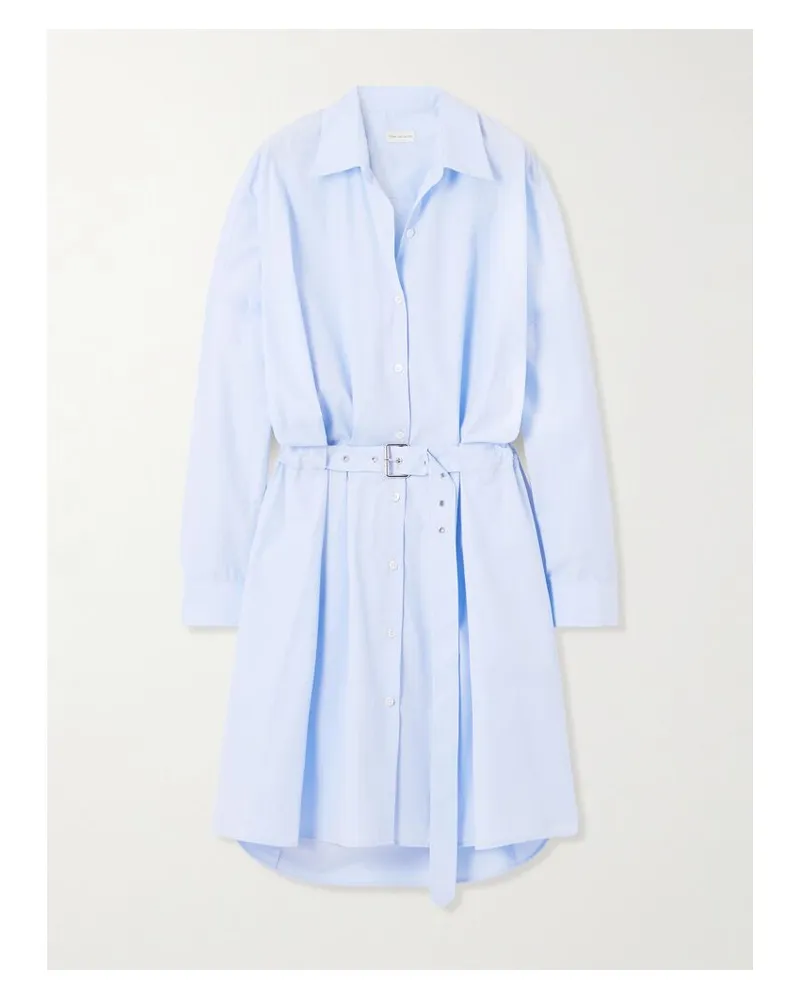Dries van Noten Hemdblusenkleid Aus Baumwollpopeline Mit Gürtel - Blau Blau