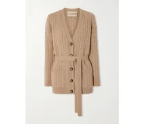 Cable-knit Cashmere Cardigan - Brown