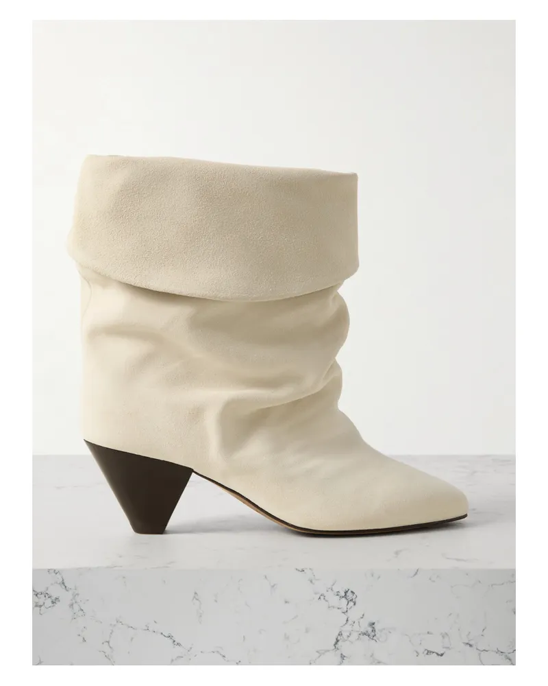 Isabel Marant Ryska Ankle Boots Aus Veloursleder - Wollweiß Wollweiß