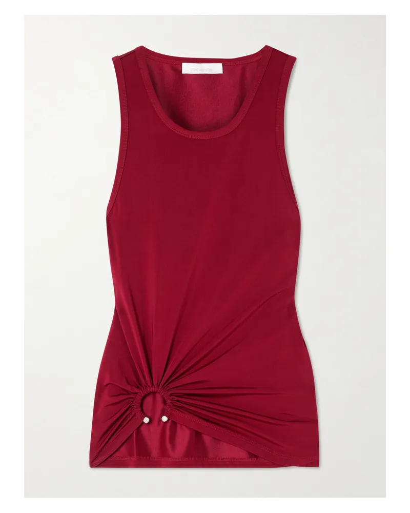 Paco Rabanne Tanktop Aus Geripptem Stretch-jersey Mit Verzierung - Rot Rot