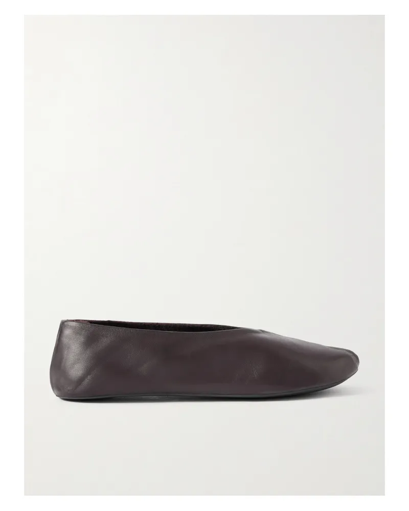 The Row Stella Ballerinas Aus Leder Mit Shearling-futter - Braun Braun
