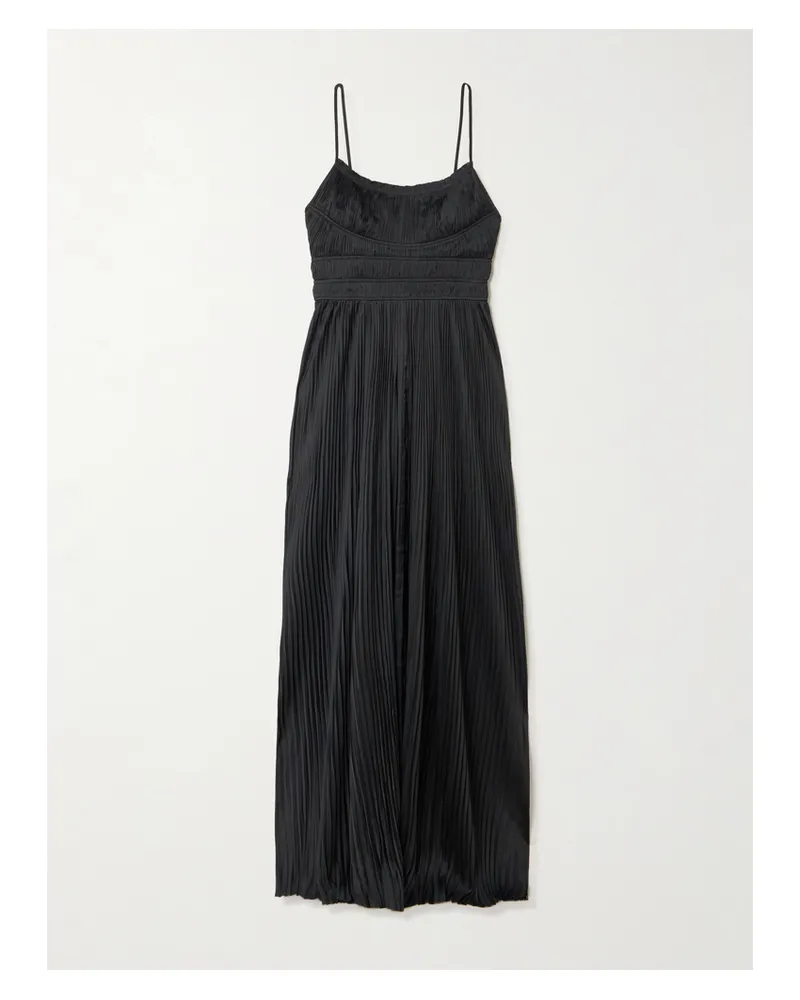 Ulla Johnson Reine Robe Aus Plissiertem Satin - Schwarz Schwarz