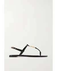 Saint Laurent Cassandra Zehensandalen aus Lackleder Schwarz