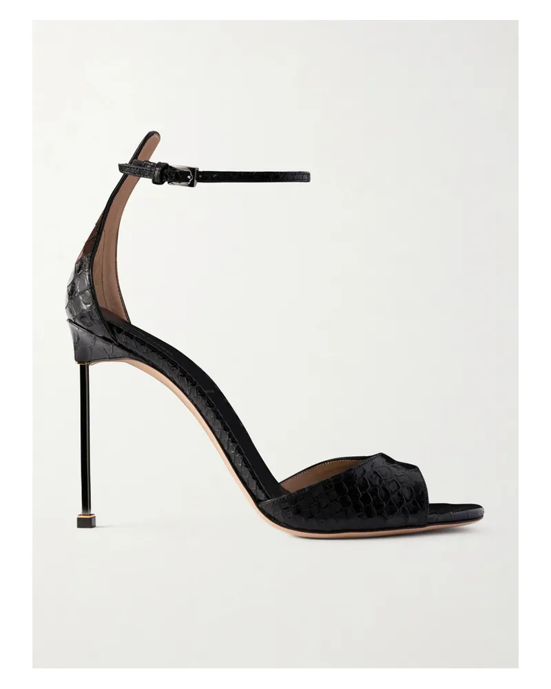 Tom Ford Sandalen Aus Leder Mit Schlangeneffekt - Schwarz Schwarz