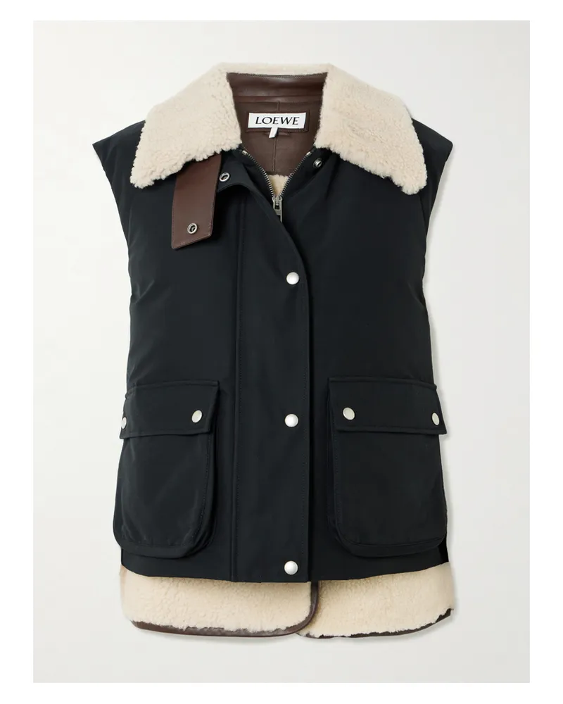 Loewe Weste Aus Einer Baumwollmischung Mit Shearling-futter - Schwarz Schwarz