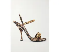 Crystal-embellished Leopard-print Satin Sandals - Animal Print