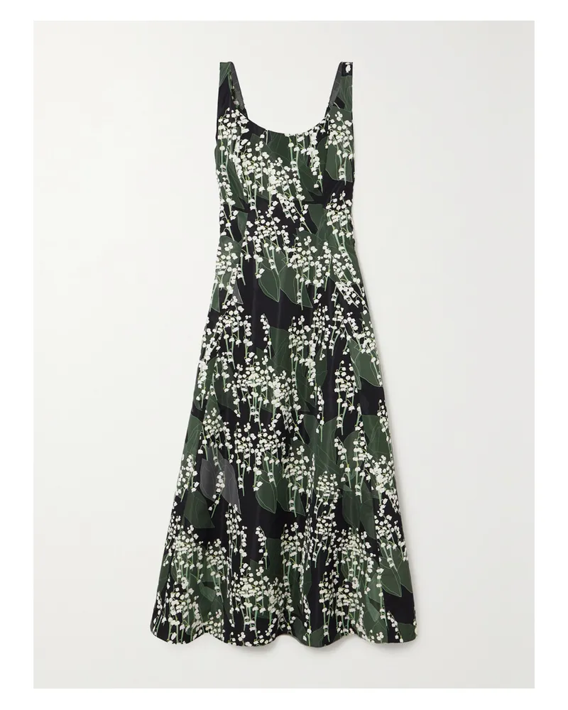 BERNADETTE Maudette Maxikleid Aus Taft Mit Blumenprint - Grün Grün