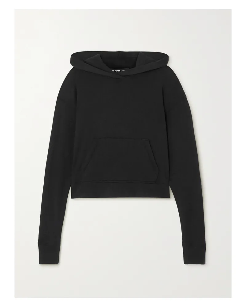 James Perse Cropped Cotton-jersey Hoodie - Black Black