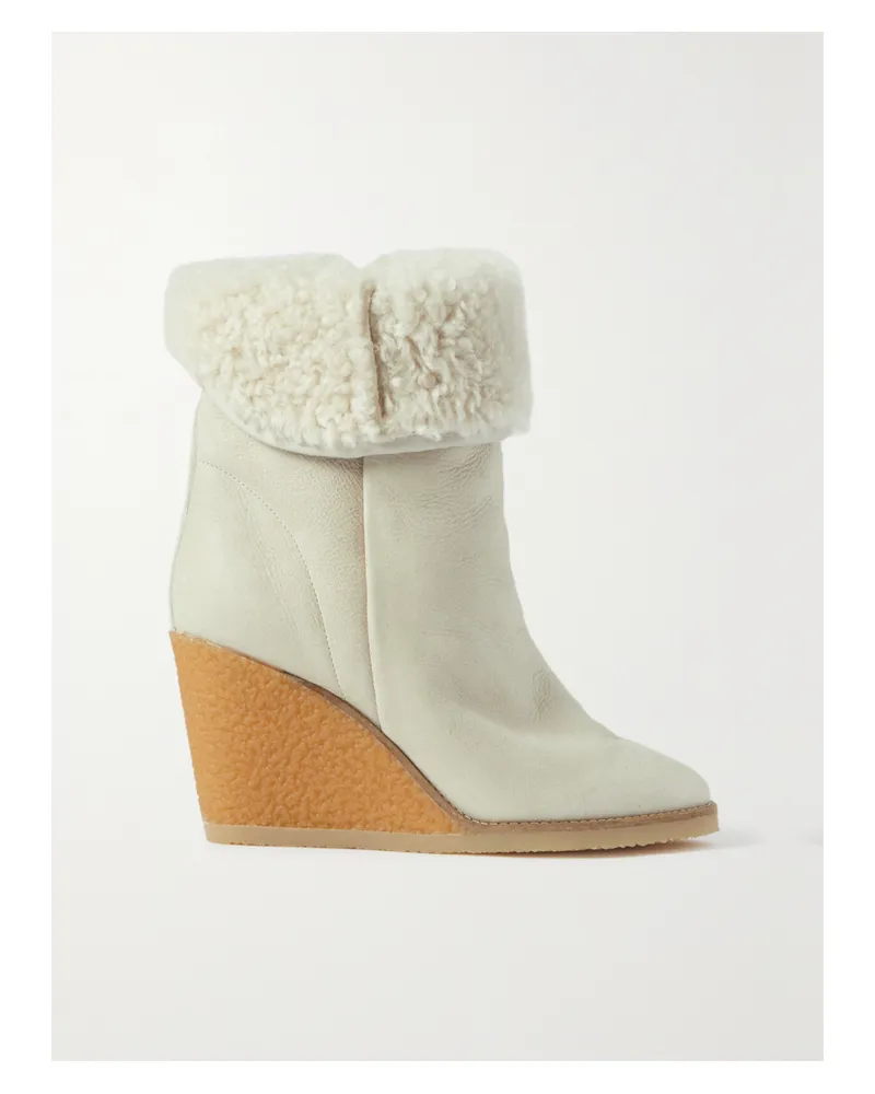 Isabel Marant Totam Stiefel Aus Veloursleder Mit Keilabsatz Und Shearling-futter - Neutral Neutral