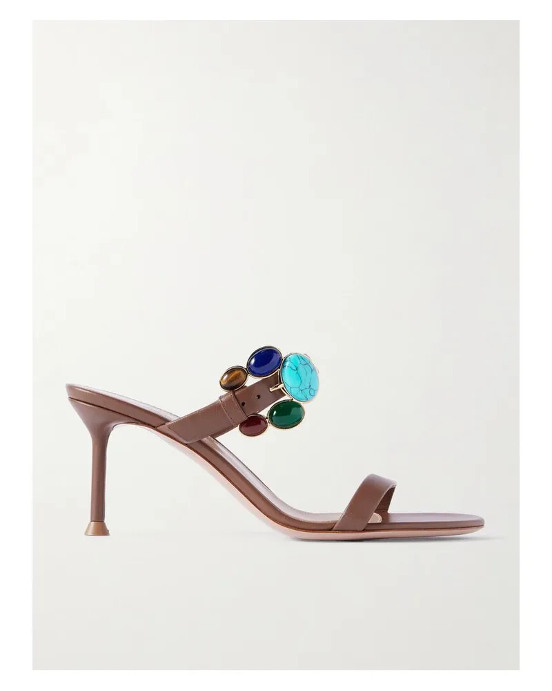 Gianvito Rossi 70 Sandalen Aus Leder Mit Verzierungen - Braun Braun