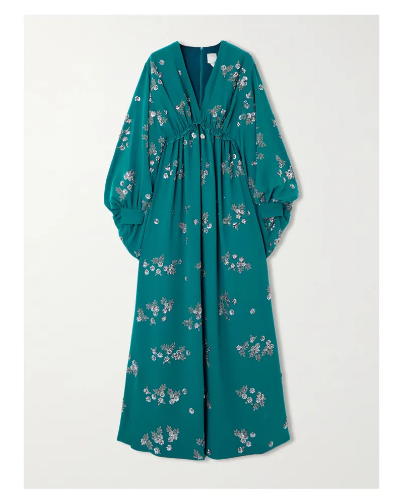 Huishan Zhang Leah Robe Aus Crêpe Mit Recycelten Fasern Und Verzierungen - Blau Blau