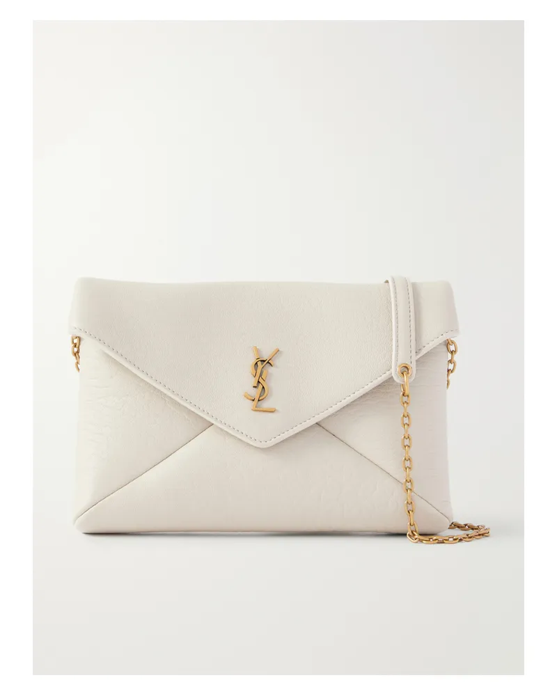 Saint Laurent Cassandre Textured-leather Shoulder Bag - Cream Cream