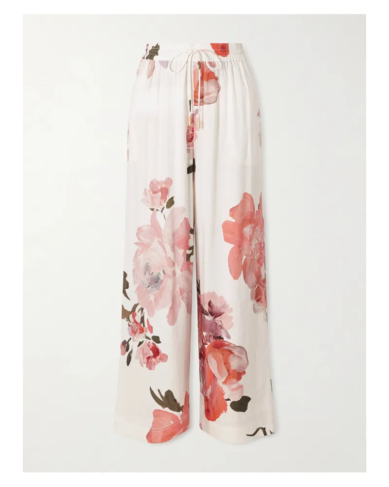 Aje. Vacation Floral-print Linen-blend Wide-leg Pants - Multi Multi