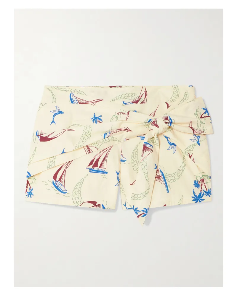 Paco Rabanne Shorts Aus Bedruckter Baumwolle Mit Schleife - Neutral Neutral