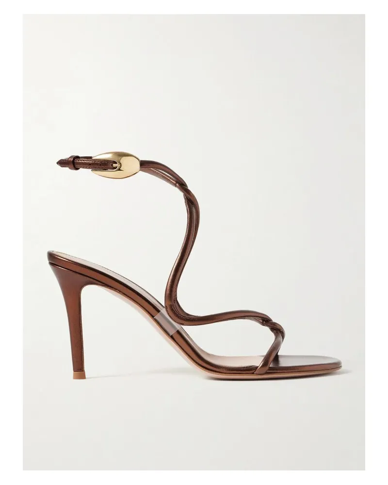 Gianvito Rossi Black Mamba 85 Sandalen Aus Leder In Metallic-optik - Braun Braun