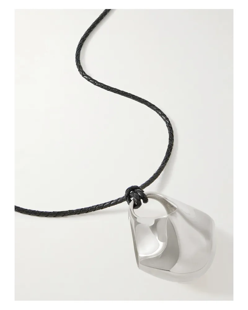 KHAITE Lotus Medium Kette Aus Geflochtenem Leder Mit Silberfarbenem Detail Silber