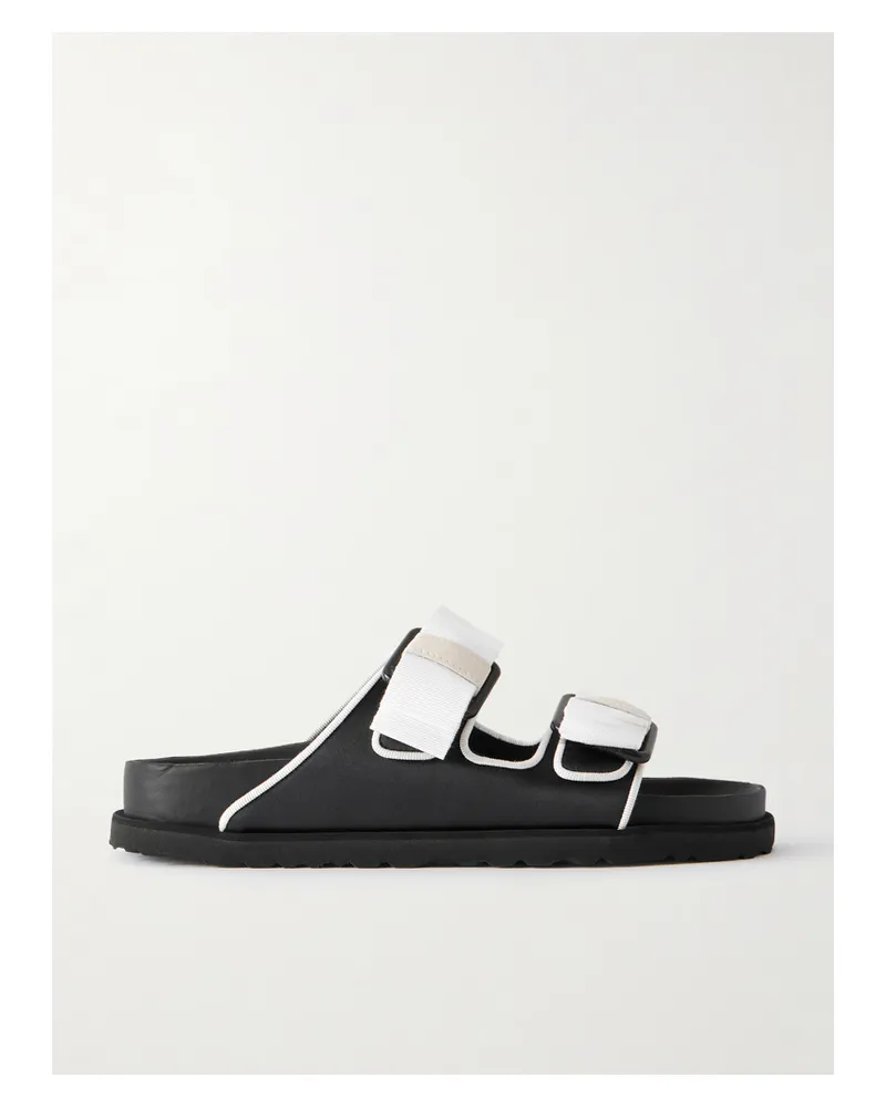 Birkenstock Arizona Bow-detailed Grosgrain-trimmed Satin Sandals - Black Black