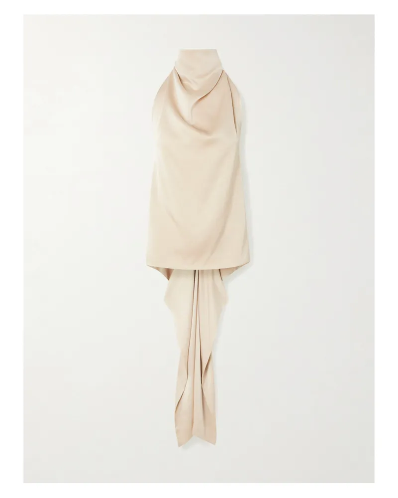 Esse Studios Cartia Tie-detailed Backless Satin Halterneck Top - Off-white Off-white
