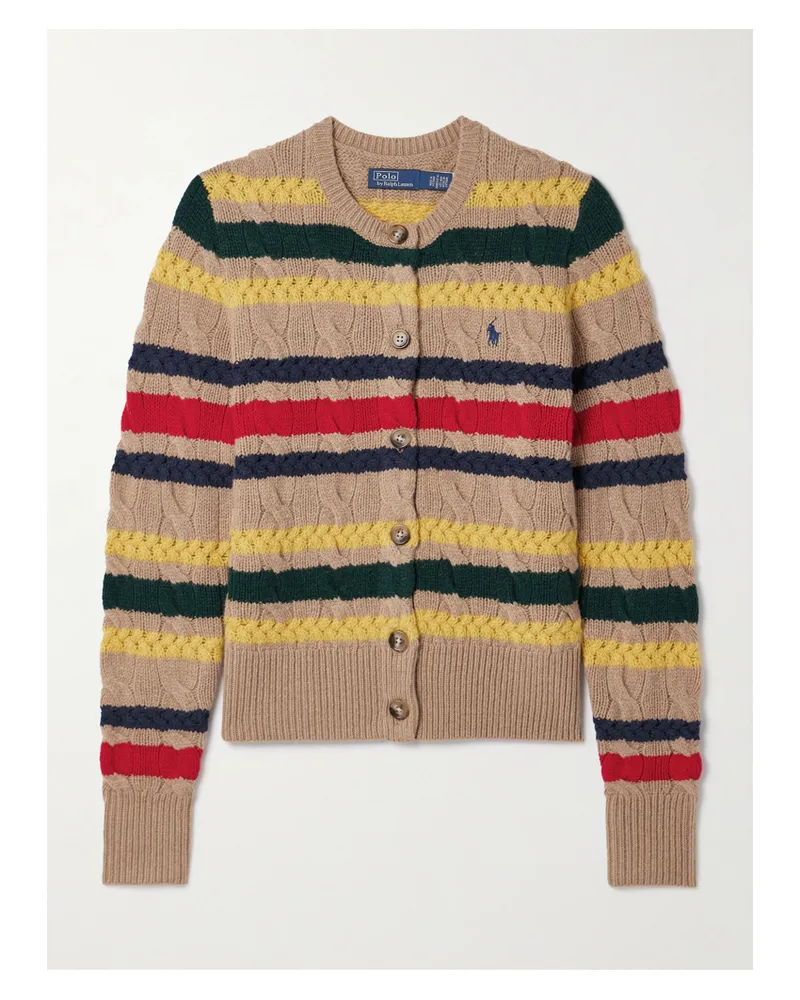 Ralph Lauren Cardigan Aus Einer Woll-kaschmirmischung In Zopfstrick - Braun Braun