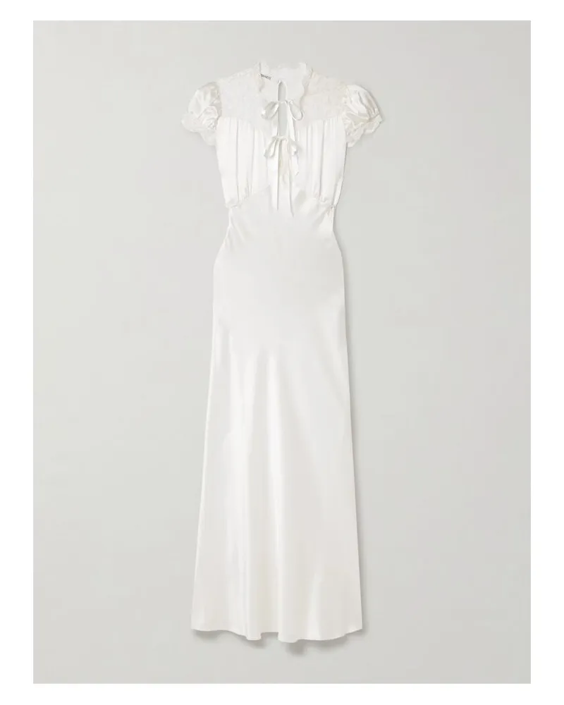 Rodarte Midikleid Aus Seidensatin Mit Spitzenbesätzen - Wollweiß Wollweiß