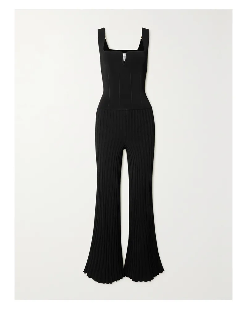 GALVAN Atalanta Jumpsuit Aus Rippstrick - Schwarz Schwarz