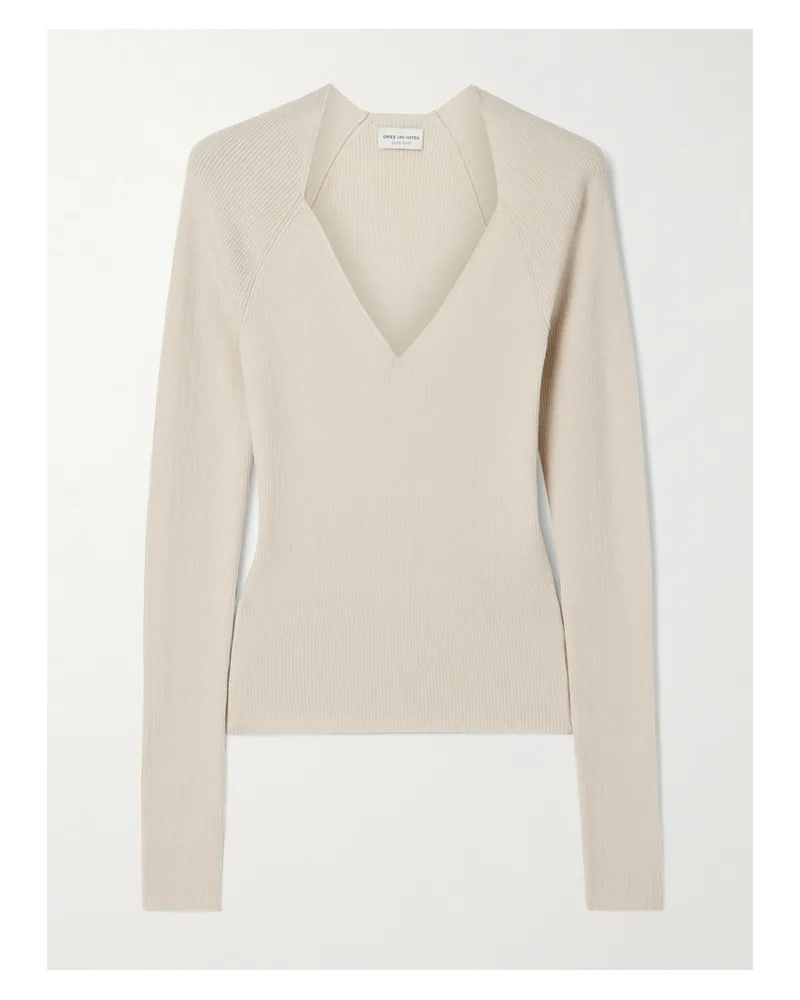 Dries van Noten Pullover Aus Gerippter Merinowolle - Neutral Neutral