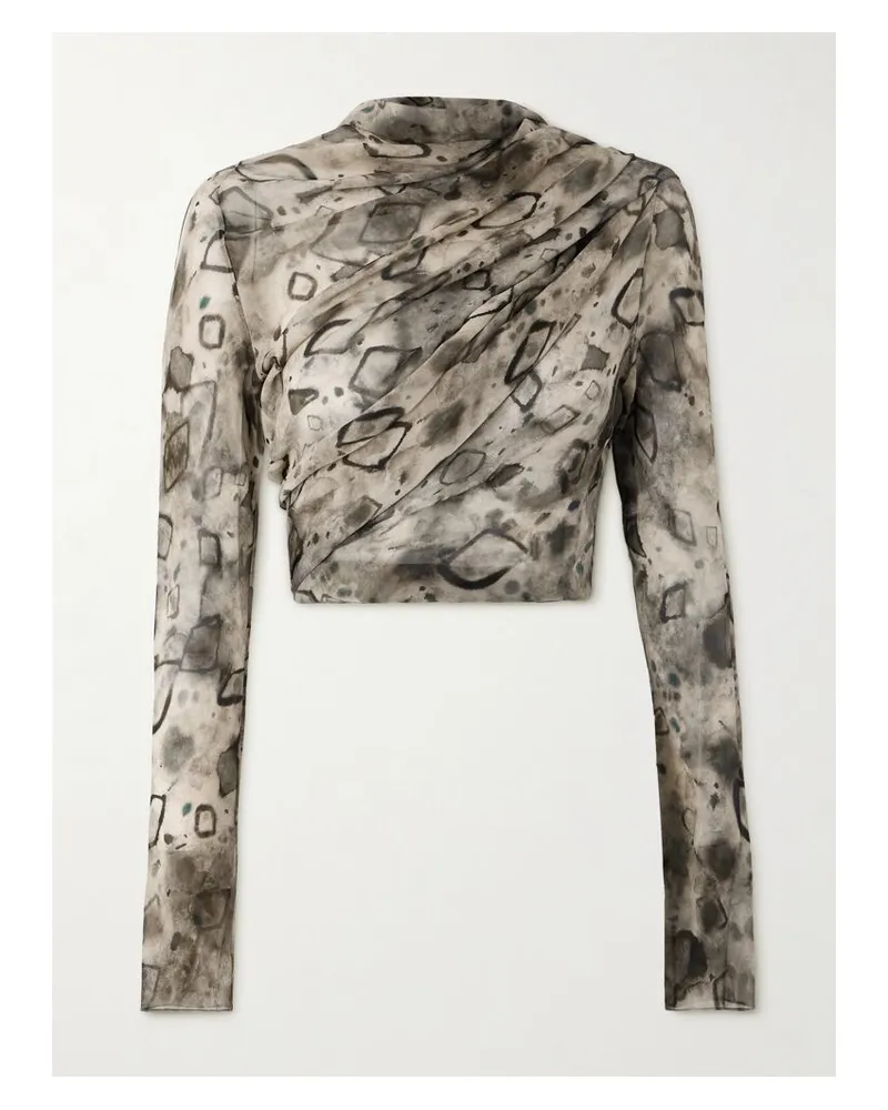 Cortana Meena Jacke Aus Bedrucktem Seiden-georgette Mit Wickeleffekt - Braun Braun