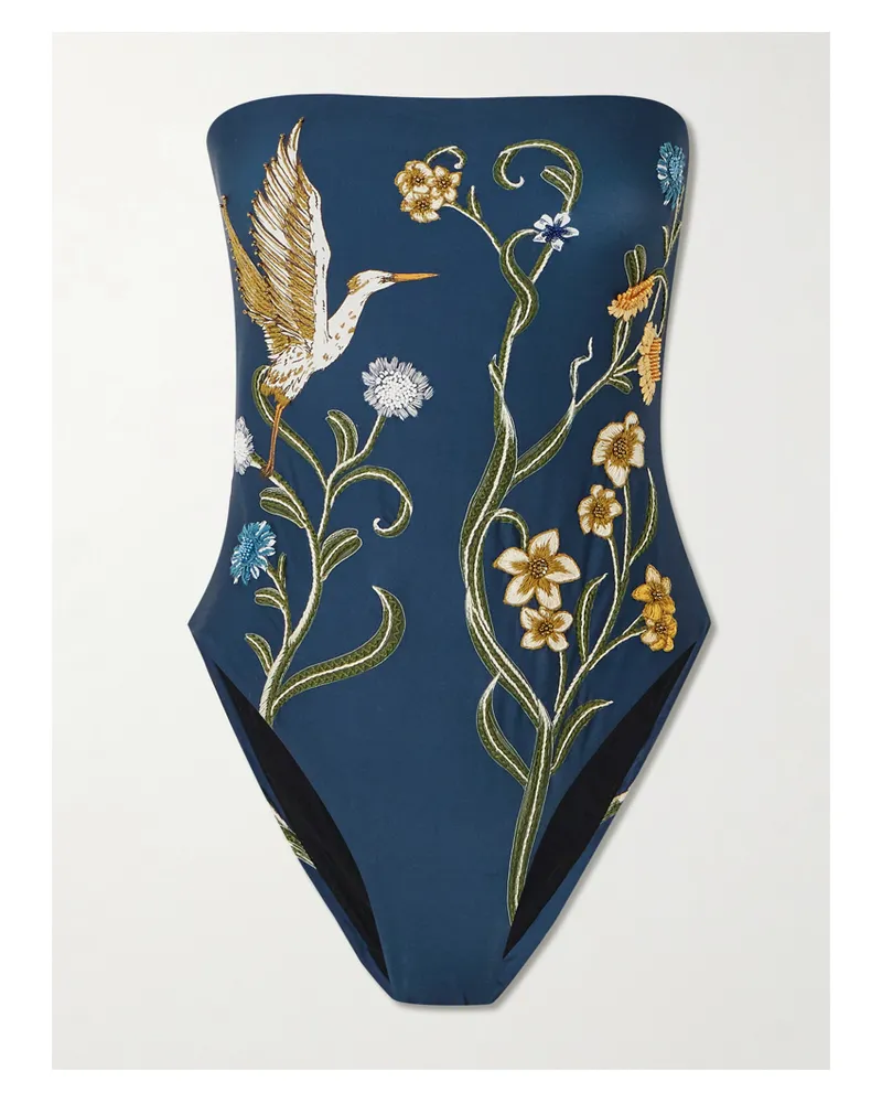 AGUA BENDITA Durazno Laguna Strapless Embellished Embroidered Recycled Swimsuit - Multi Multi